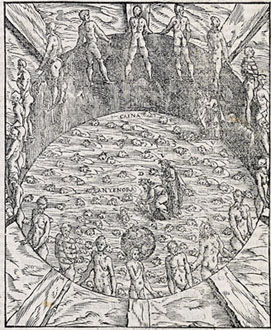 Vellutello: Dante and Virgil between the giants and Cocytus